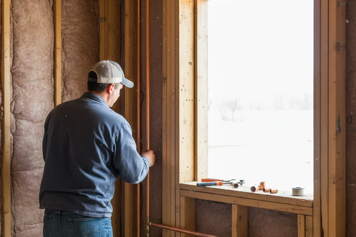 Licensed plumber running new copper supply lines in a Thomasville home